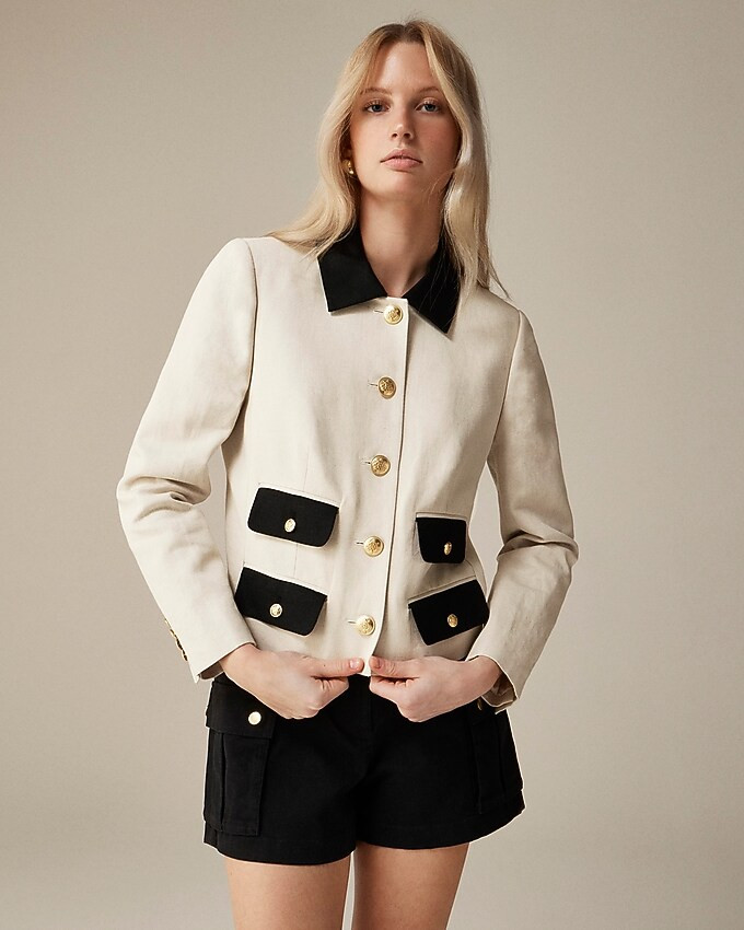 Contrast lady jacket in textured linen blend | J. Crew US