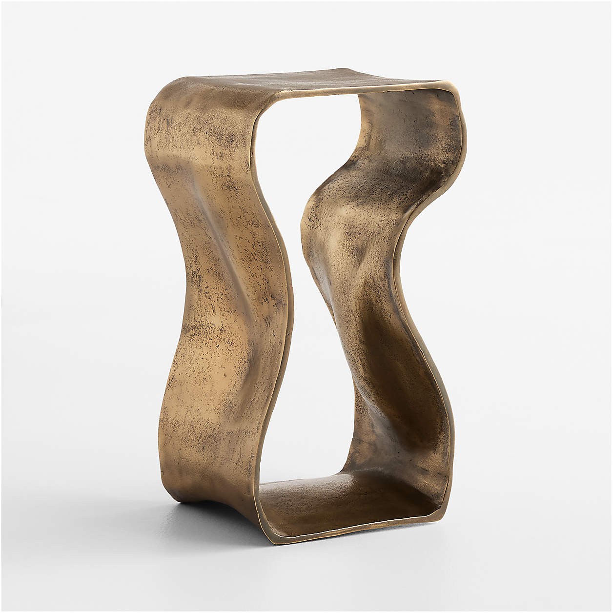 Expressionist Burnished Brass Cast Aluminum 12" Drink Table + Reviews | Crate & Barrel | Crate & Barrel