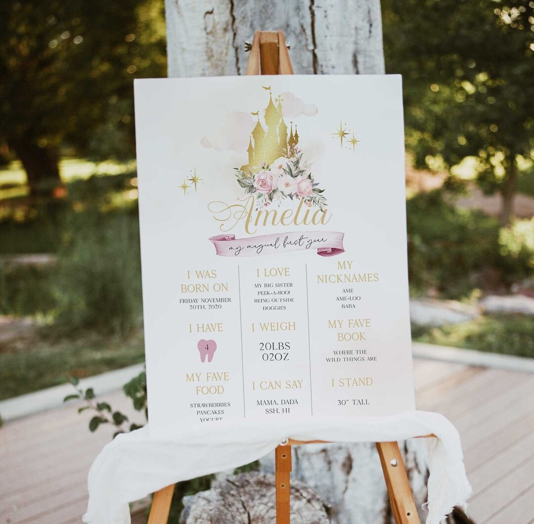 Princess Milestone First Year Sign, Royal Celebration, Printable Baby First Year Poster, First Bi... | Etsy (US)