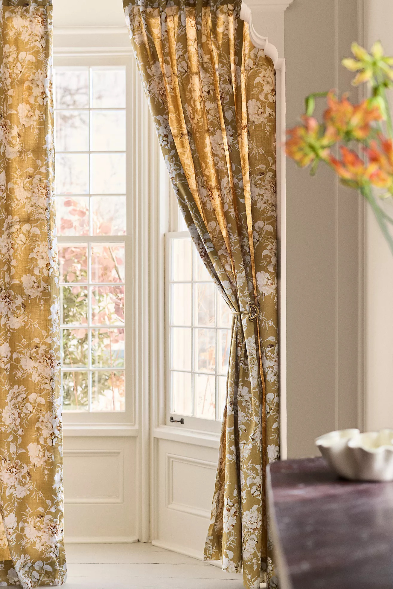 Frida Cotton Printed Floral Curtain | Anthropologie (US)