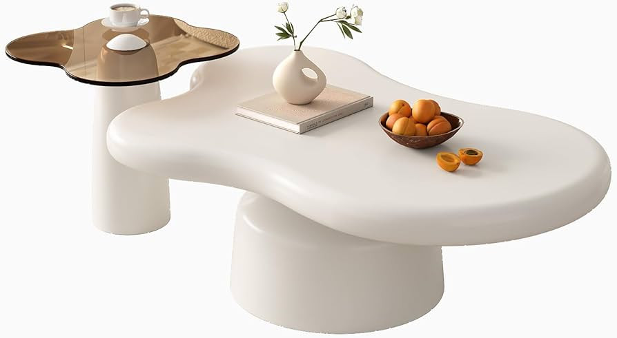 Guyii Cloud Coffee Table Set of 2, Small Irregular Side and Table, White Cream 2 in 1 Modern End ... | Amazon (US)