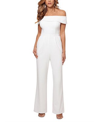 XSCAPE Off-the-Shoulder Jumpsuit & Reviews - Pants & Capris - Women - Macy's | Macys (US)