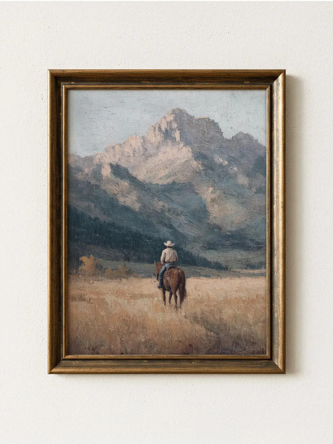 Vintage Cowboy Painting Print | Western Mountain Landscape Wall Art | VCP2 | Etsy (US)