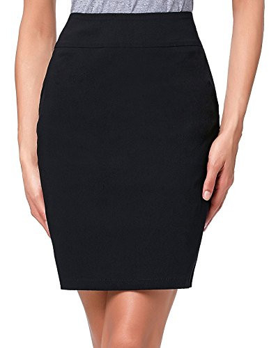 Kate Kasin Black Skirt Stretch Knee Length Pencil Skirts High Waisted Slim Fit Work Skirts for Women Office XX-Large | Amazon (US)