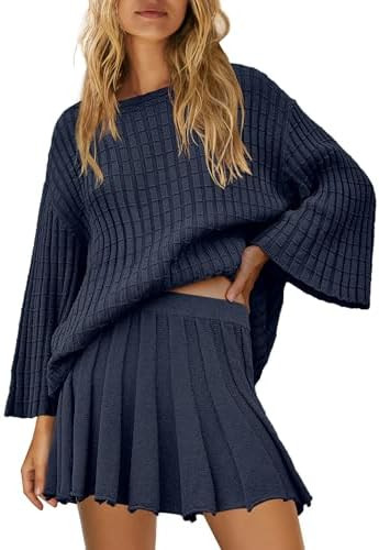 SENSERISE Fall Sweater Sets Skirt Sets Women 2 Piece Outfits Long Sleeve Top and Skirts Set Loung... | Amazon (US)