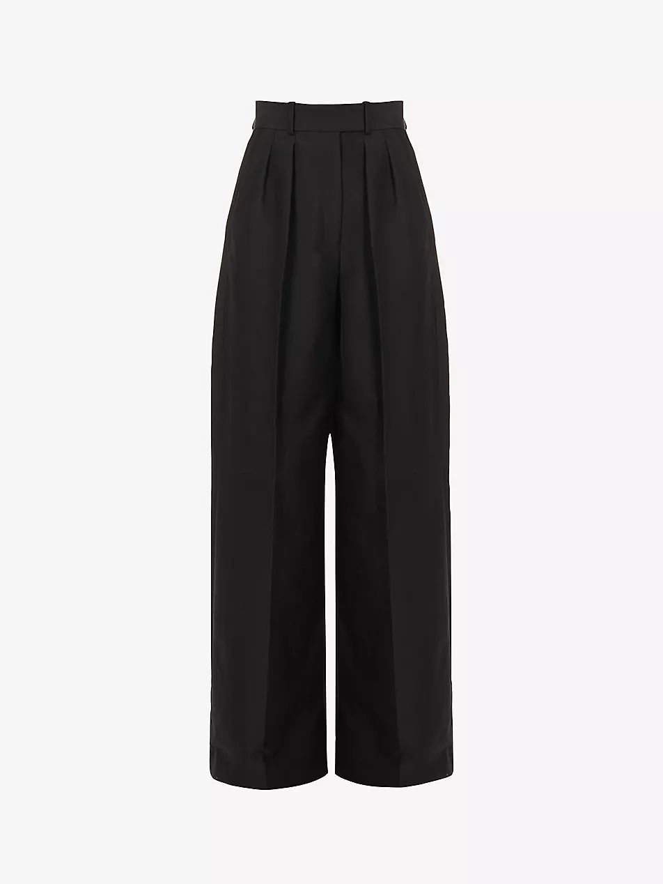 Teyana wide-leg high-rise cotton-blend trousers | Selfridges