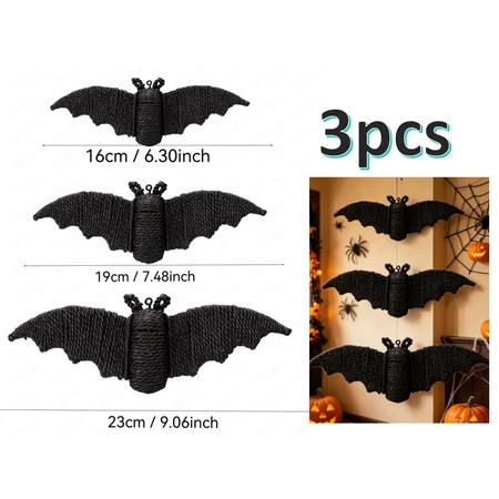 3Pack Halloween Outdoor Wicker Bat Decor Decorations,Halloween Decorations Black Woven Bats,Black Wicker Rattan Bats Halloween Decorations Indoor & Outdoor | Walmart (US)