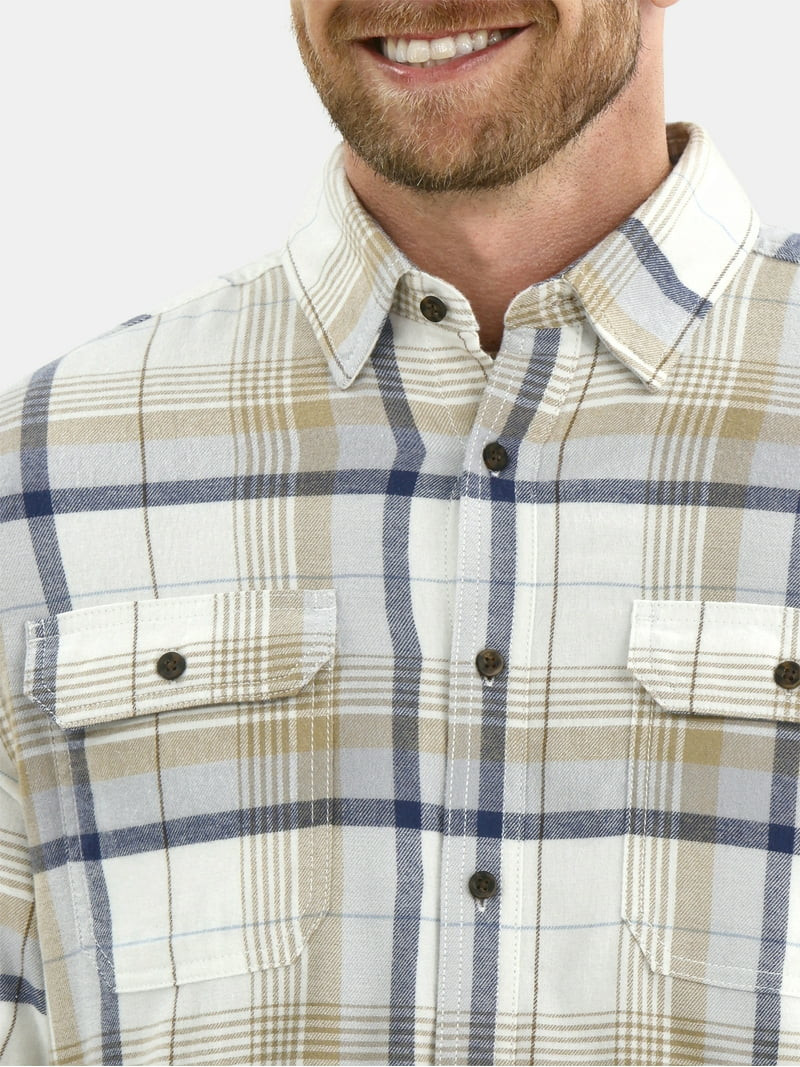 George Men's and Big Men's Double Pocket Flannel Shirt, Sizes XS-3XLT | Walmart (US)