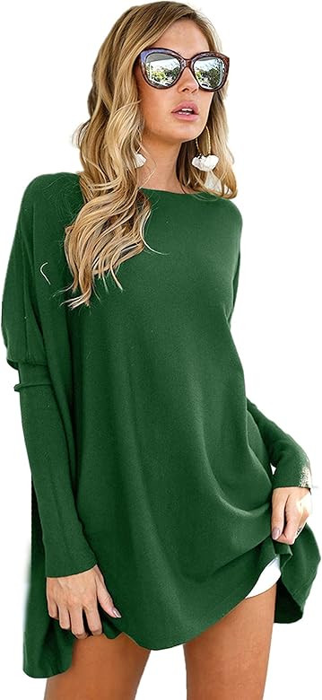 LIYOHON Oversized T Shirts for Women Tunic Tops to Wear with Leggings Long Sleeve Fall Sweaters Dres | Amazon (US)