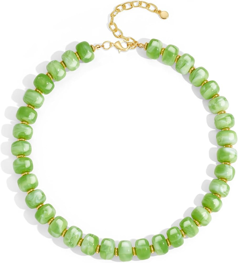 Summer Beach Jewelry Chunky Beaded Necklace for Women Trendy Statement Big Colorful Resin Bead Ch... | Amazon (US)