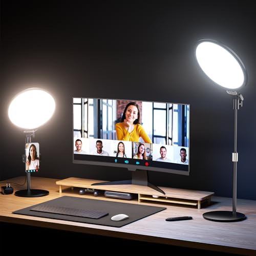 Aureday 10.5” Dimmable Desktop Ring Light with Stand and Phone Holder, 24W Full-Screen LED Ring Light for Desk, Video Conference Lighting for Laptop, Zoom Lighting for Computer, Live Stream, TikTok | Amazon (US)