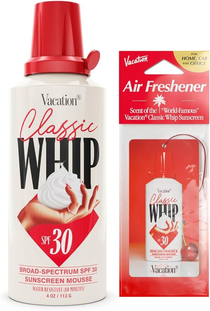 Vacation Classic Whip SPF 30 Sunscreen + Air Freshener Bundle, Whipped Sunscreen Mousse SPF 30, M... | Amazon (US)