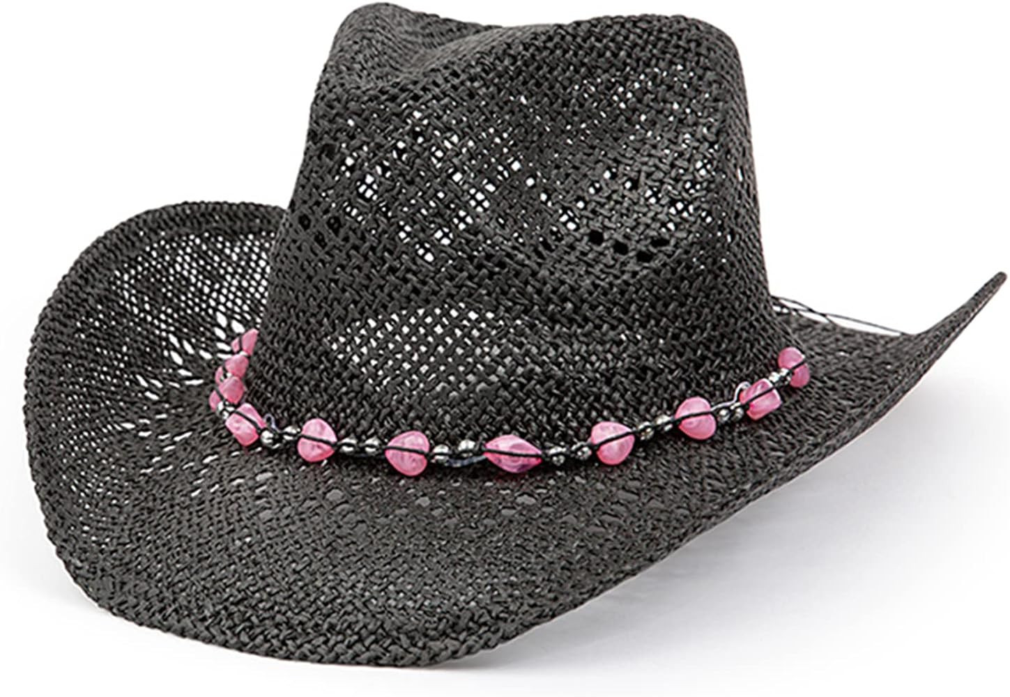 TOVOSO Western Cowgirl Hat, Straw Cowboy Hat for Women with Shapeable Brim, Beaded Hearts Trim, Shap | Amazon (US)