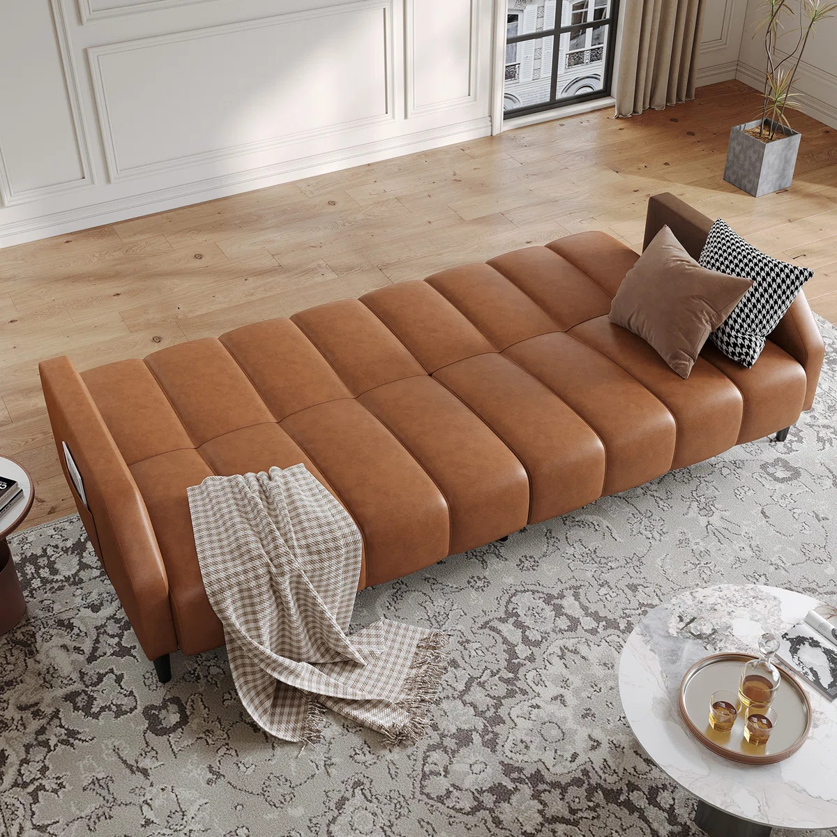 Fabry 77.56" Faux Leather Convertible Sofa | Wayfair North America