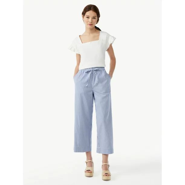Free Assembly Women's Square Neck Top with Flutter Sleeves - Walmart.com | Walmart (US)