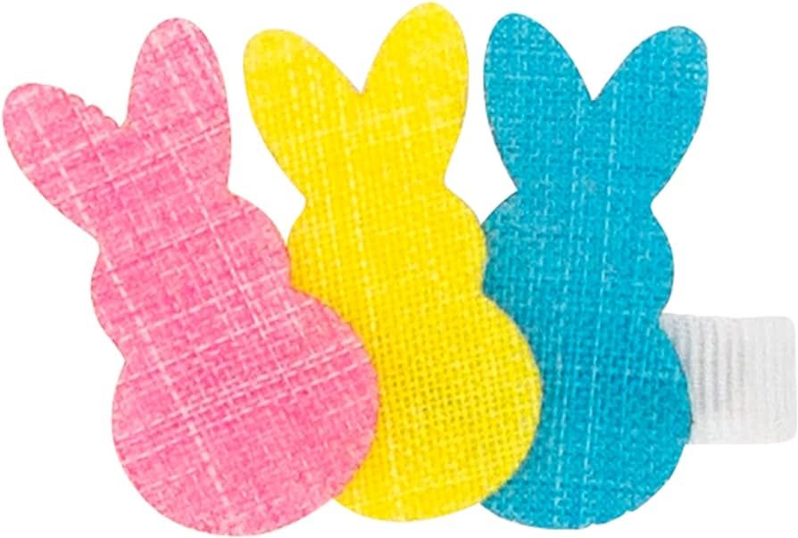Wee Ones Girls' Layerd Felt Easter and Spring Themed Hair Clip, Pink Yellow and Blue Bunnies | Amazon (US)