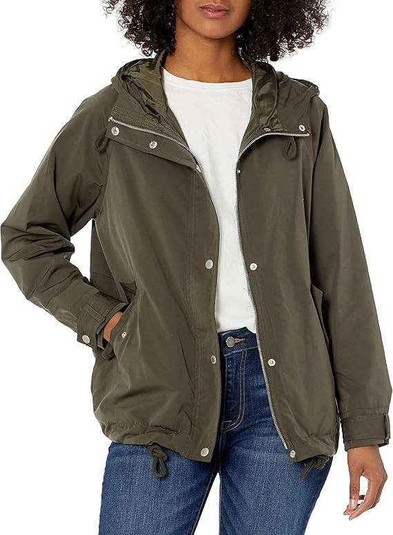 Levi's Women's Hooded Peached Nylon Zip Front Rain Jacket | Amazon (US)