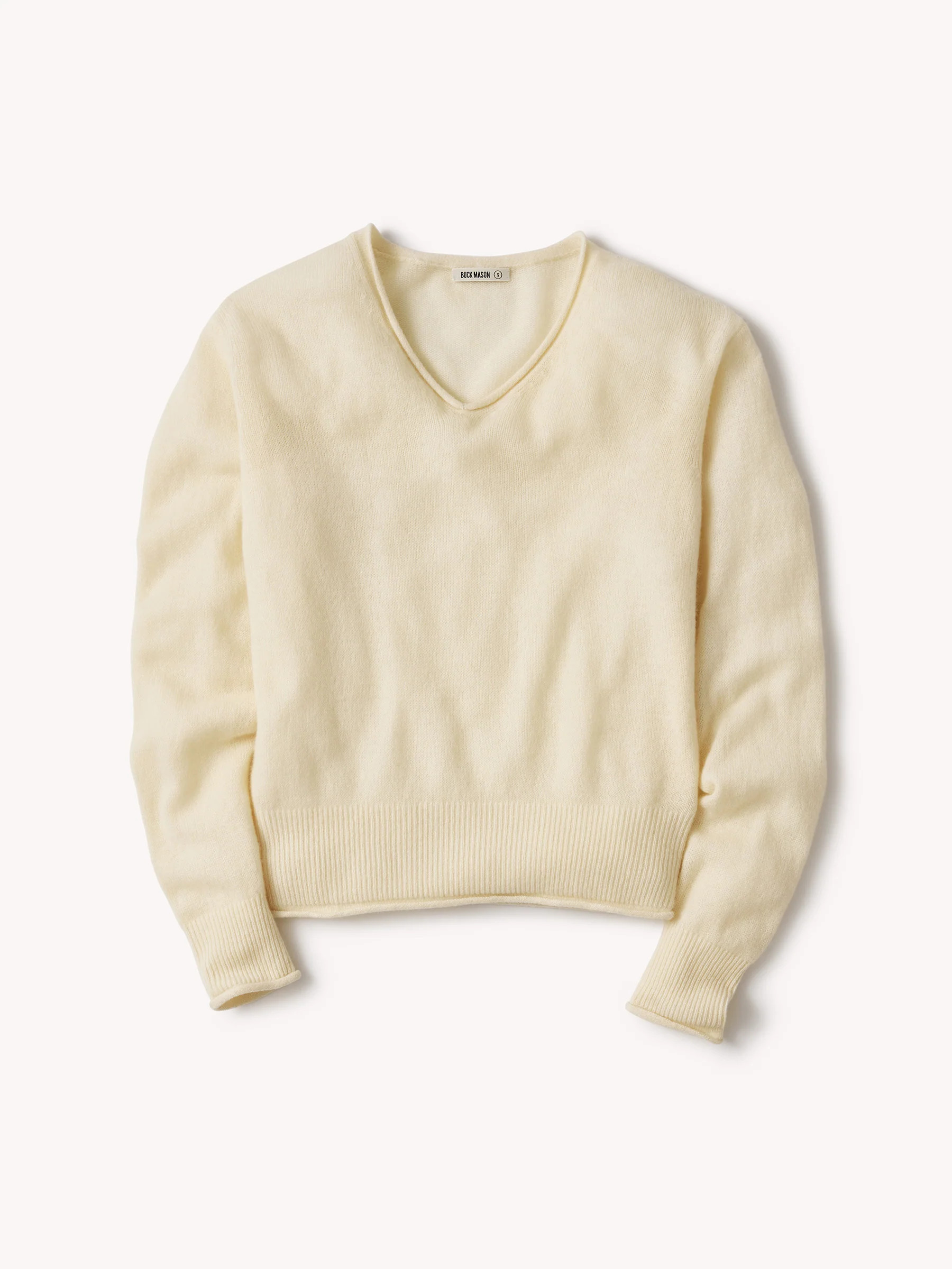 Coconut Whisperweight Cashmere V-Neck | Buck Mason
