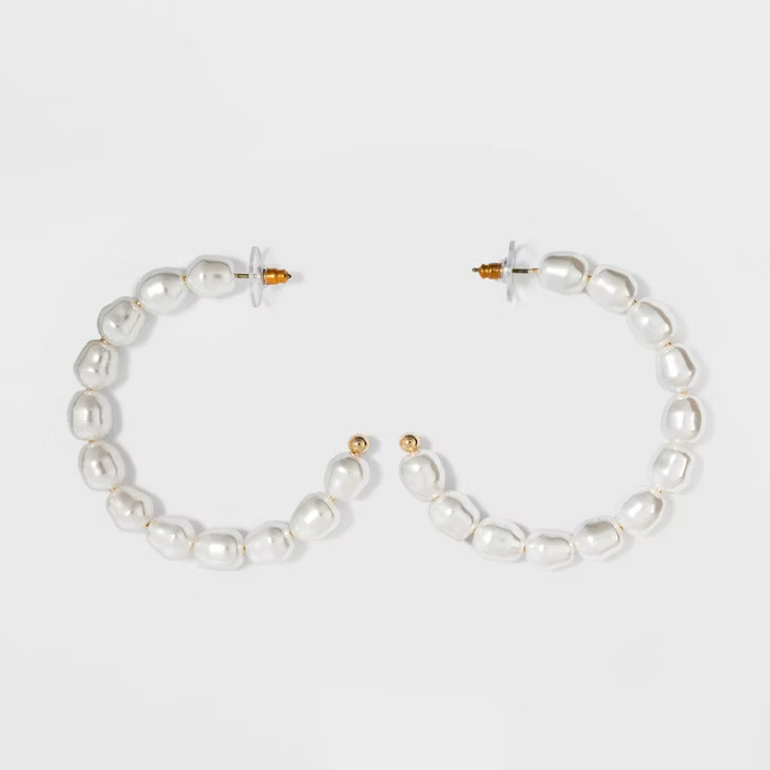 SUGARFIX by BaubleBar Pearl Hoop Earrings - Pearl | Target