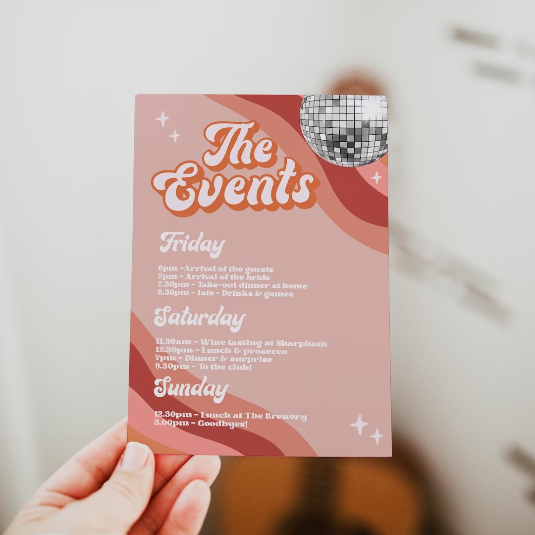 LIV Last Disco Itinerary Template, Retro Itinerary, Bachelorette Weekend Itinerary, Birthday Part... | Etsy (US)