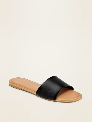 Faux-Leather Slide Sandals for Women | Old Navy (US)