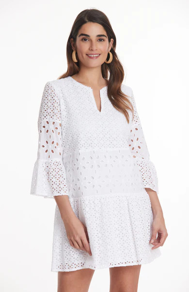 Isla Eyelet Skimmer Dress - White | tyler boe