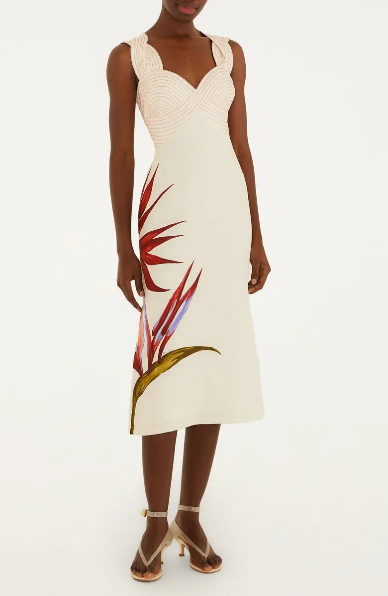 Strelitzia Placed Floral Linen Dress | Nordstrom