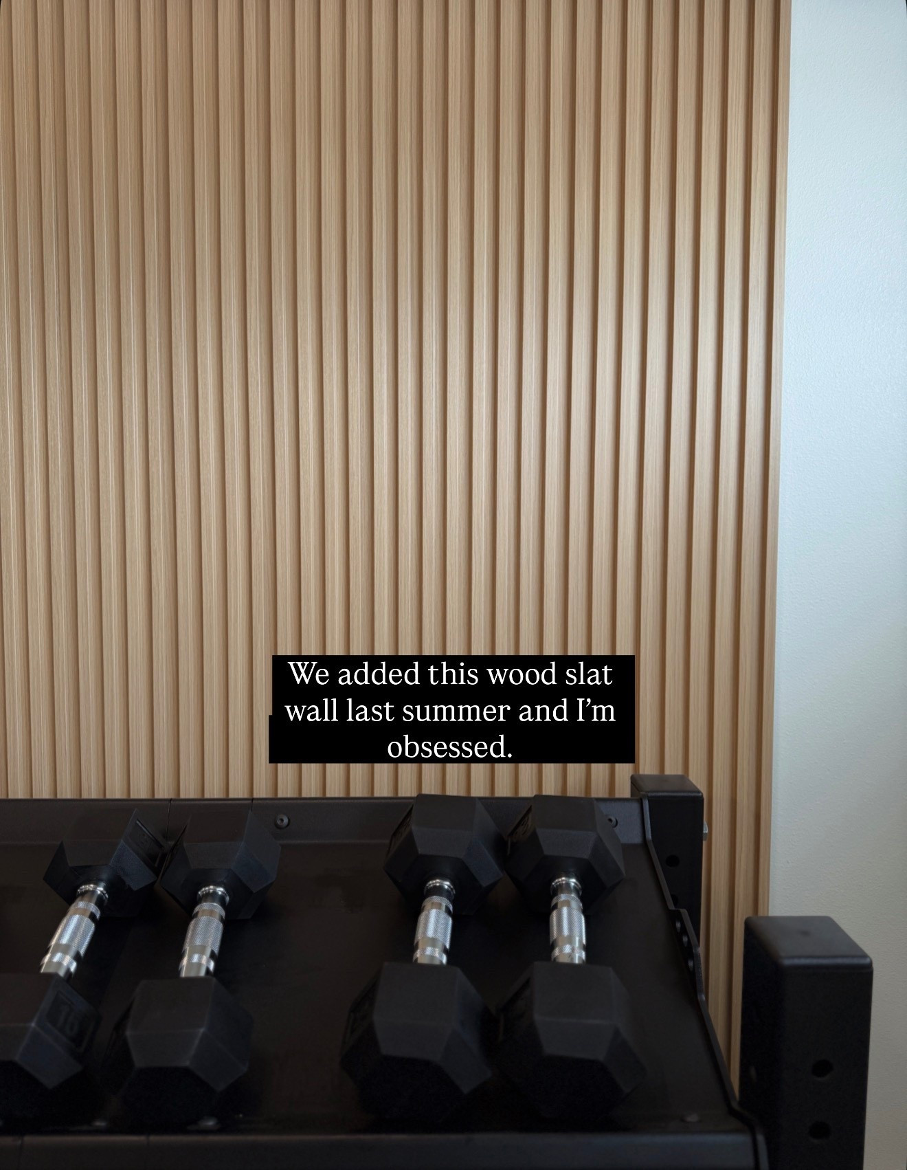 This slat wall was so easy to install in our garage gym. We just used our nail gun to nail it to the drywall  

#LTKHome #LTKActive