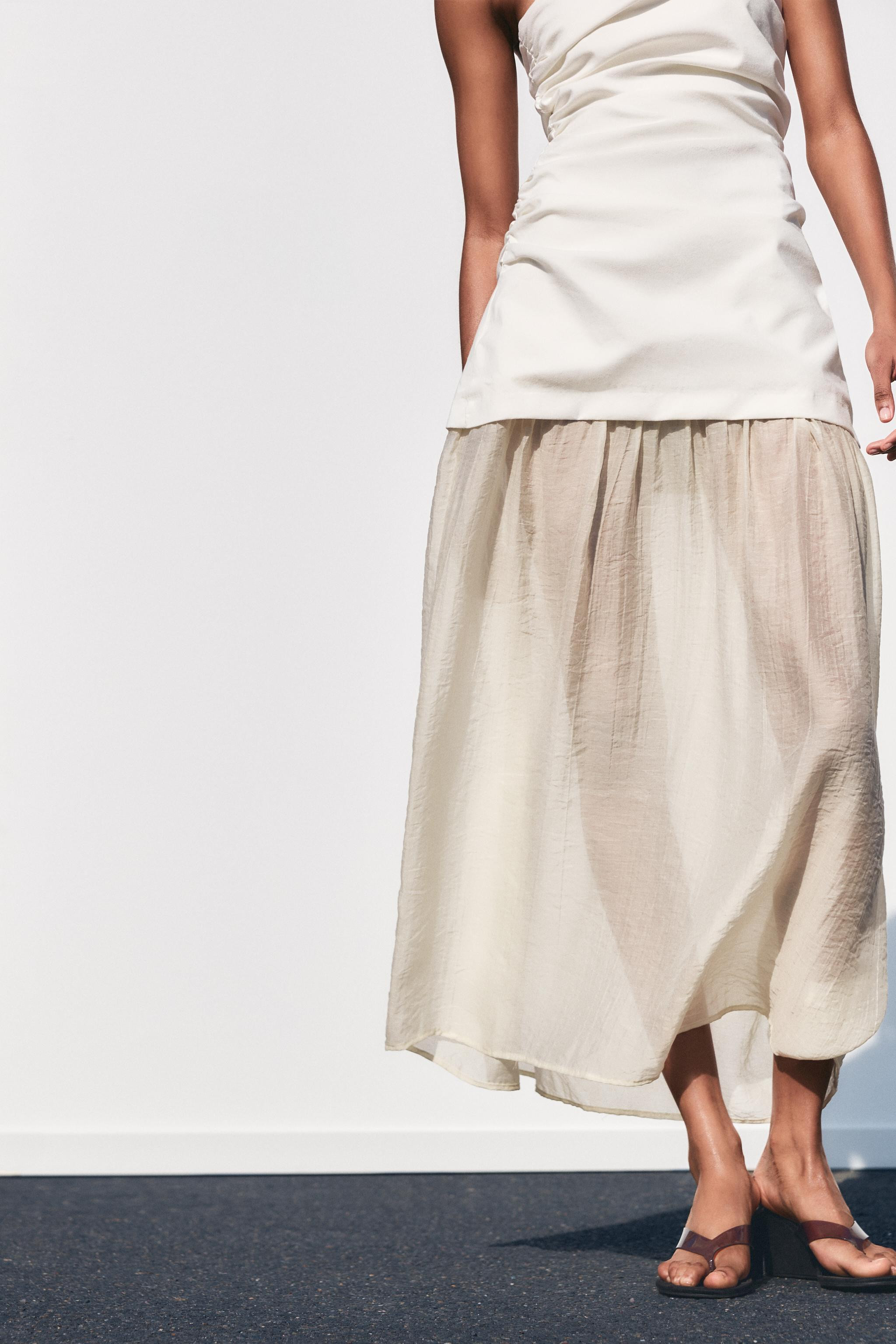 COMBINATION STRAPLESS MIDI DRESS | Zara US