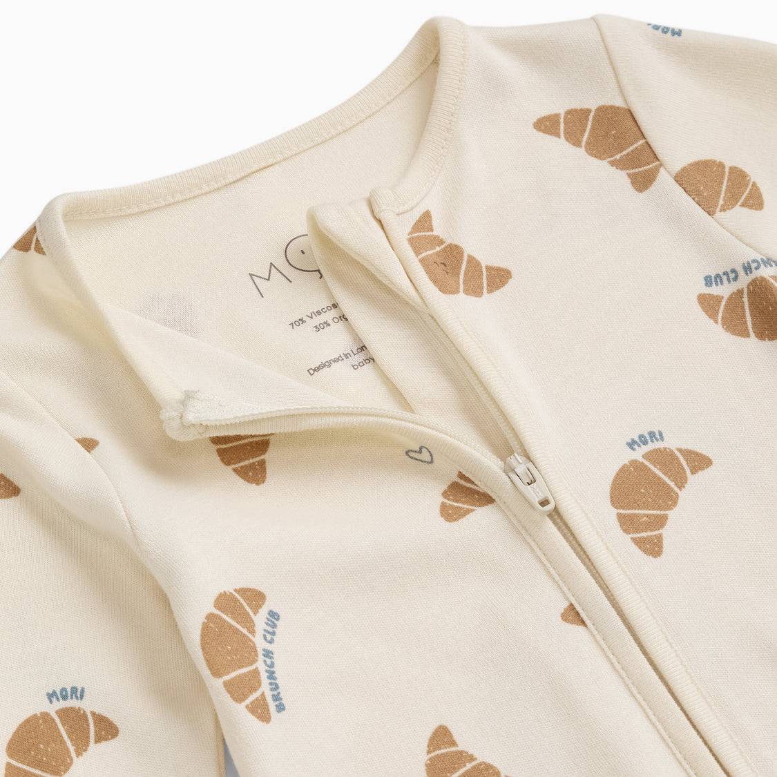 Petit Croissant Clever Zip Sleepsuit | Baby Mori