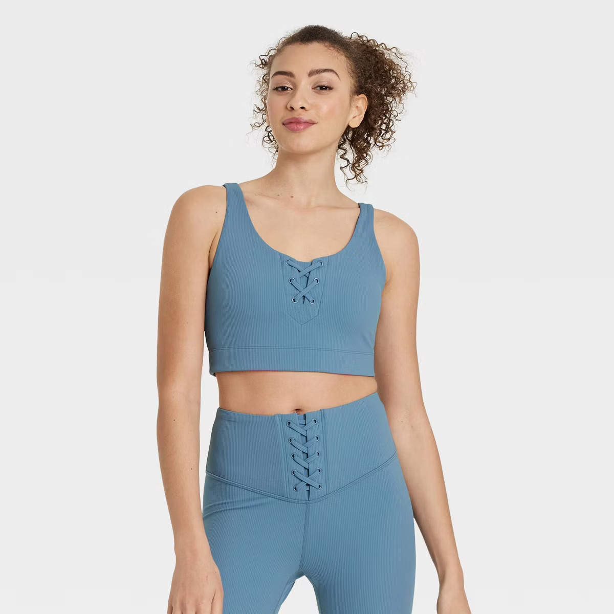 Women's Lace-Up Detail Ribbed Bra - JoyLab™ | Target