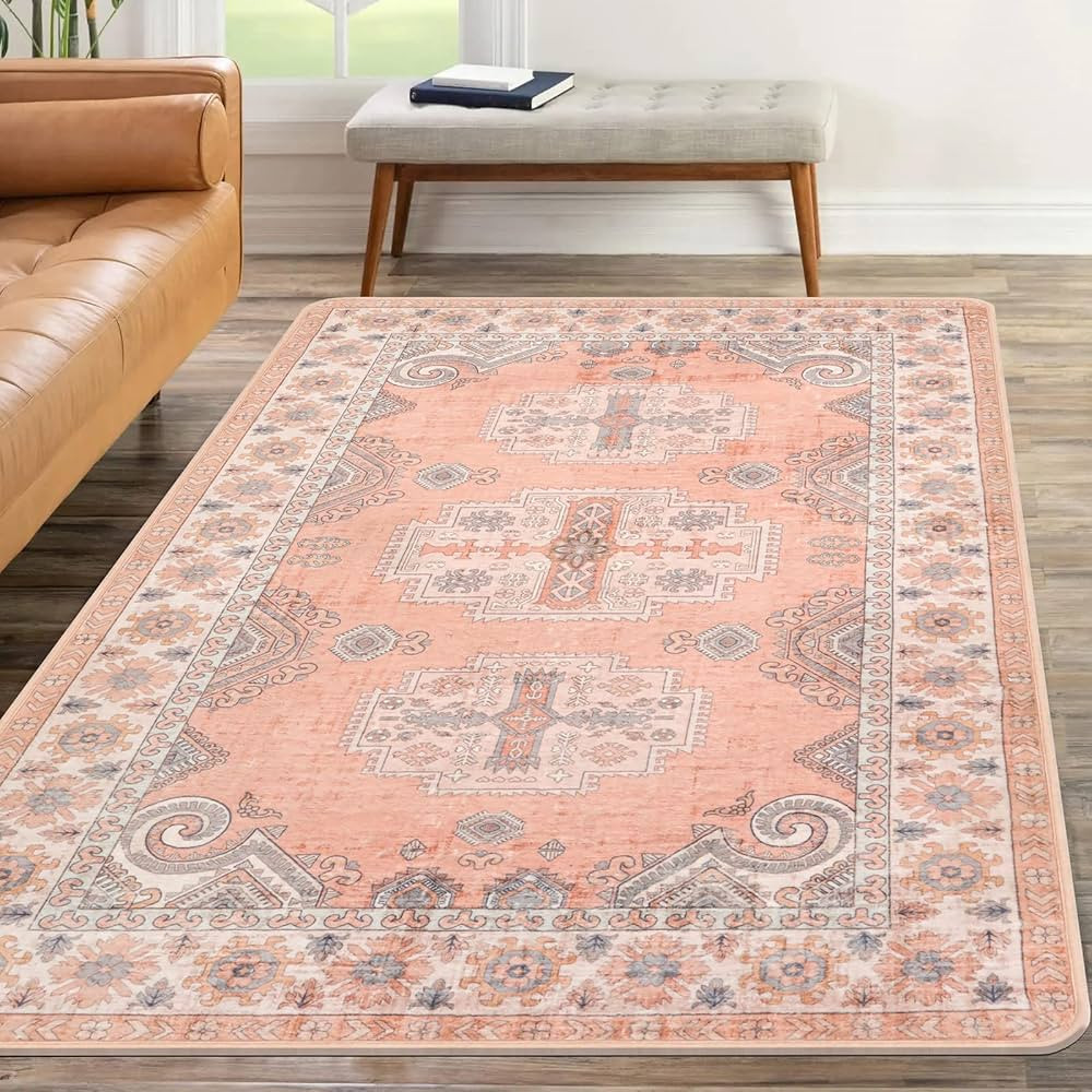 Machine Washable Bedroom Area Rug : 3x5ft Throw Rug Small Persian Entryway rug Non Skid Laundry F... | Amazon (US)