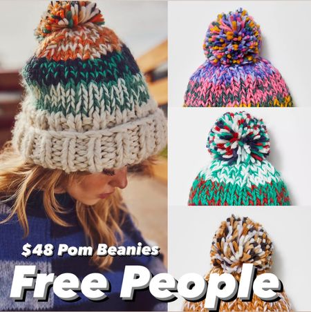 New chunky knit pom beanies from Free People!  $48!

Multi colored, mustard, teal, cream, beige, pink, so cute!

#LTKSeasonal #LTKGiftGuide #LTKHoliday
