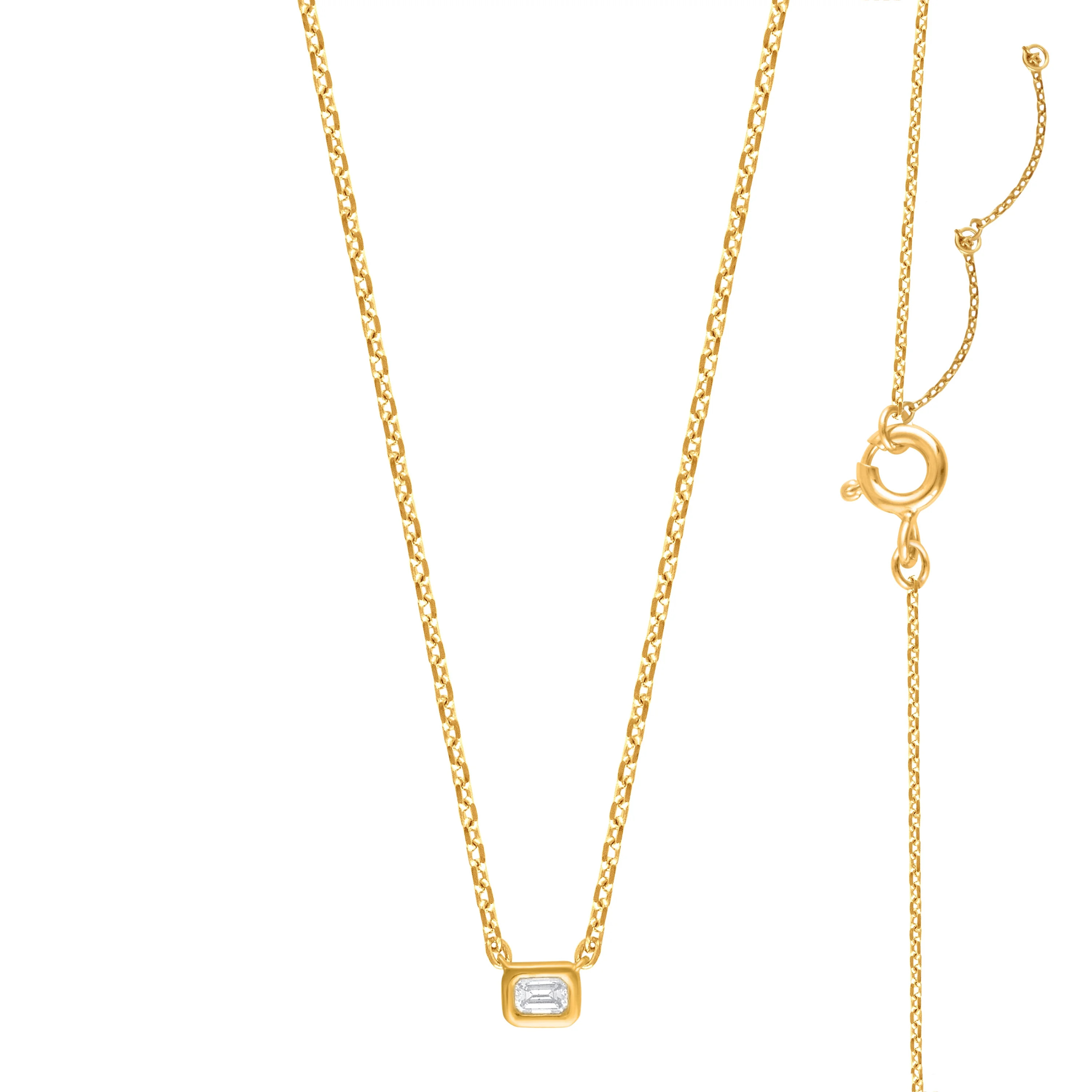 Unique Moments 1/10 Ct YG Plated Sterling Silver Emerald Lab Grown Diamond Necklace for Women (J,... | Walmart (US)