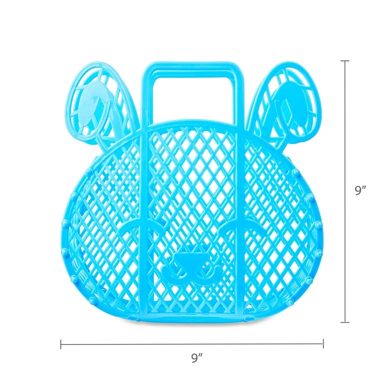 Easter Blue Bunny Collapsible Plastic Basket, 9 in x 9 in, by Way To Celebrate | Walmart (US)