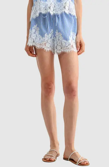 All in Favor <p>Lace Hem Stripe Shorts</p> | Nordstrom | Nordstrom