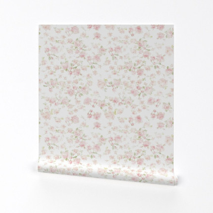 Pink June Roses Blush Floral Removable Wallpaper