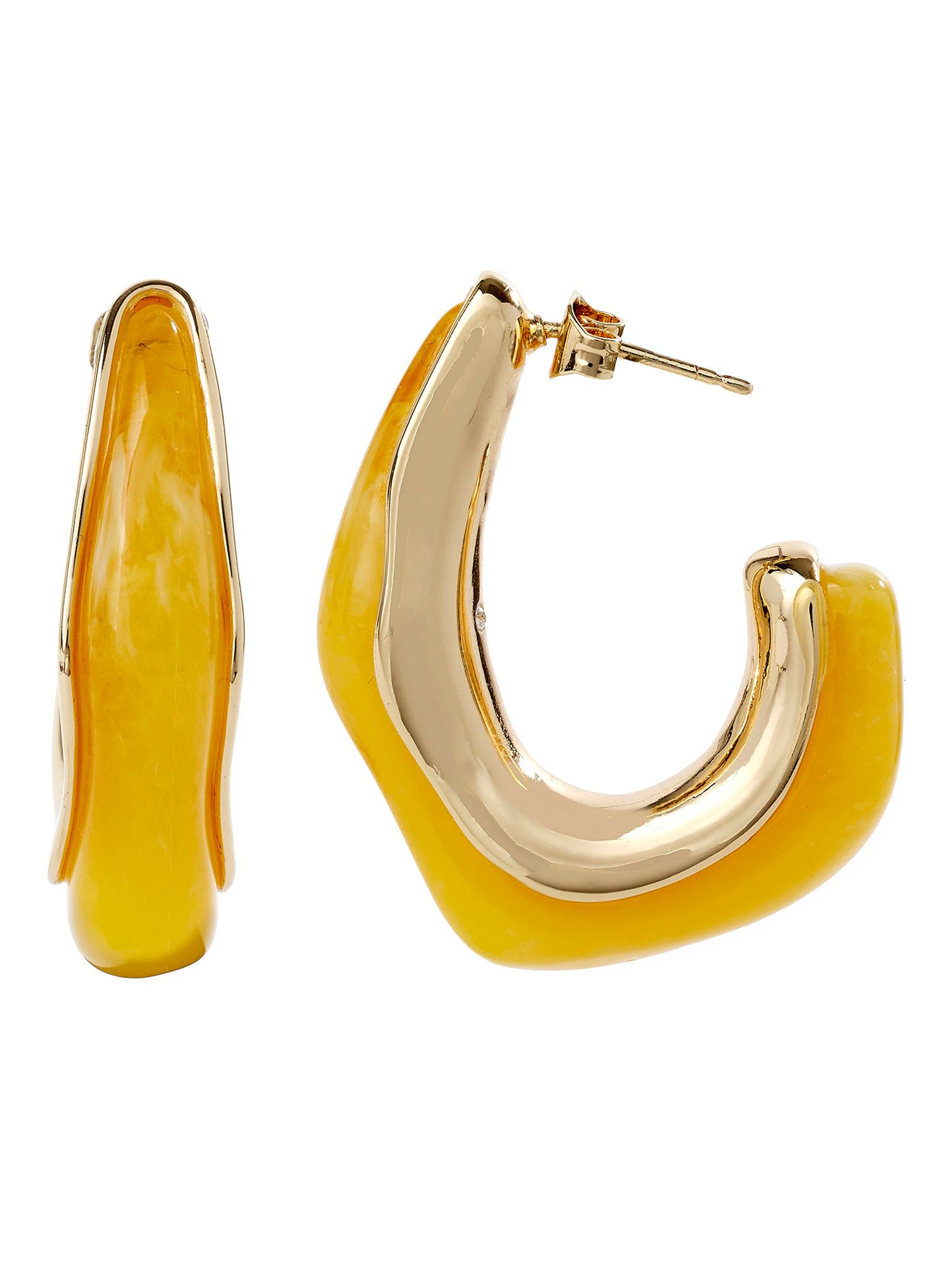 Scoop Women’s 14KT Gold Flash-Plated Yellow Resin Hoop Earrings - Walmart.com | Walmart (US)