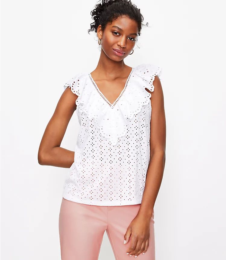 Eyelet V-Neck Tank Top | LOFT | LOFT