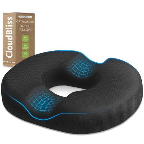 Donut Pillow Seat Cushion Chair Pad for Tailbone Pain Relief and Hemorrhoids, Memory Foam Seat Chair Cushion for Postpartum Pregnancy, Seat Cushions for Men and Women for Home & Office, (Black) | Amazon (US)