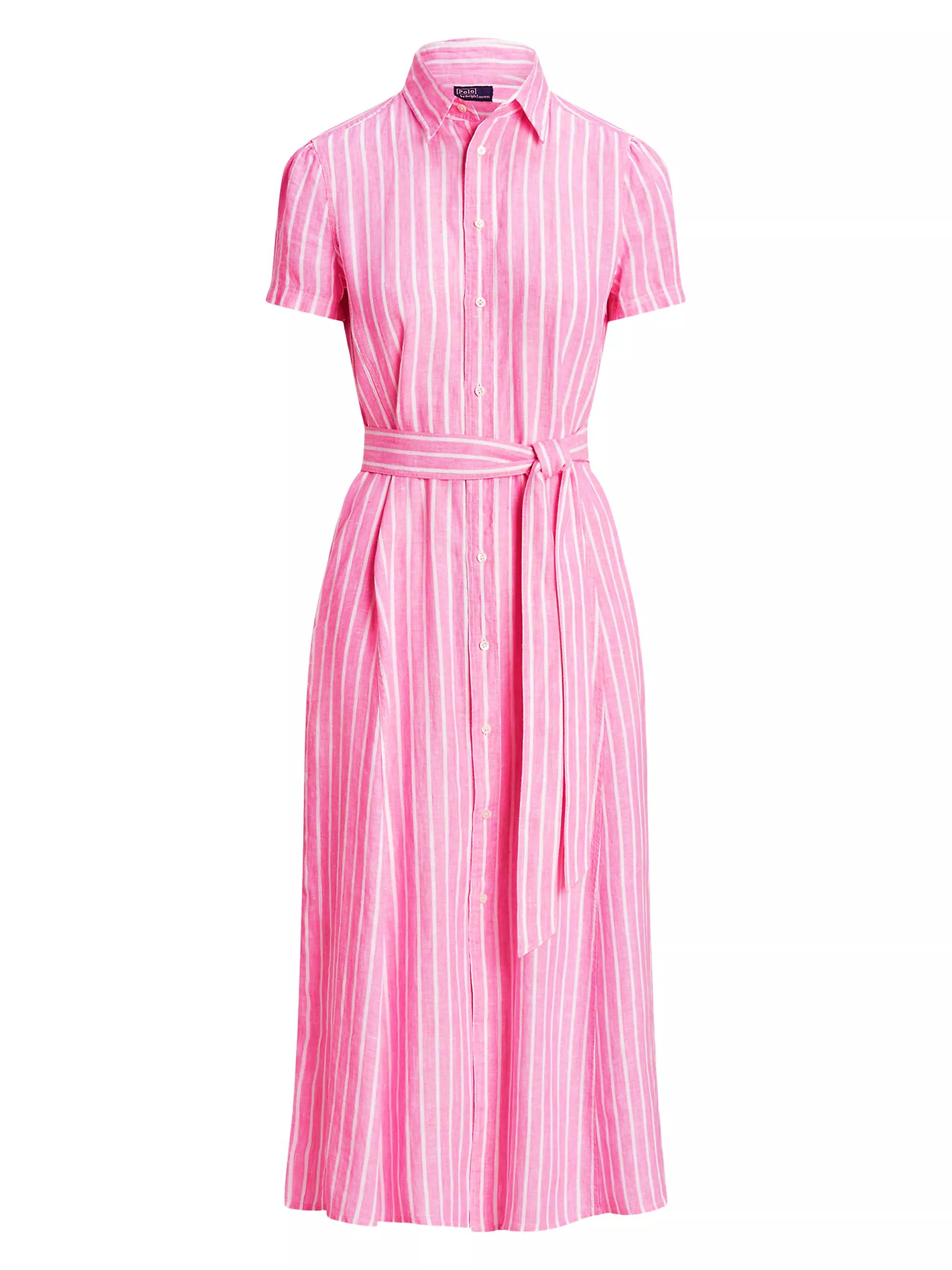 Striped Linen Self-Tie Shirtdress | Saks Fifth Avenue