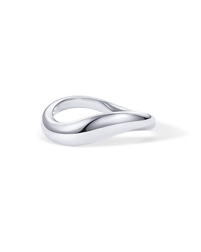 PAVOI Rhodium Plated Wavy Stackable Ring for Women | Twisted Wave Band | Delicate Eternity Rings | Size 6 | Amazon (US)