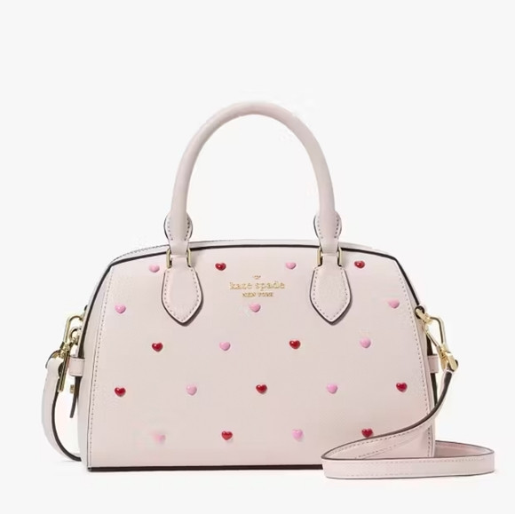 Kate Spade Madison Heart Studs Small Dolly Duffle, Powdered Sugar | Poshmark
