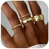 Fansilver Stackable Chunky Gold Rings for Women Non Tarnish Dainty 14K Gold Plated Stacking Thumb... | Amazon (US)