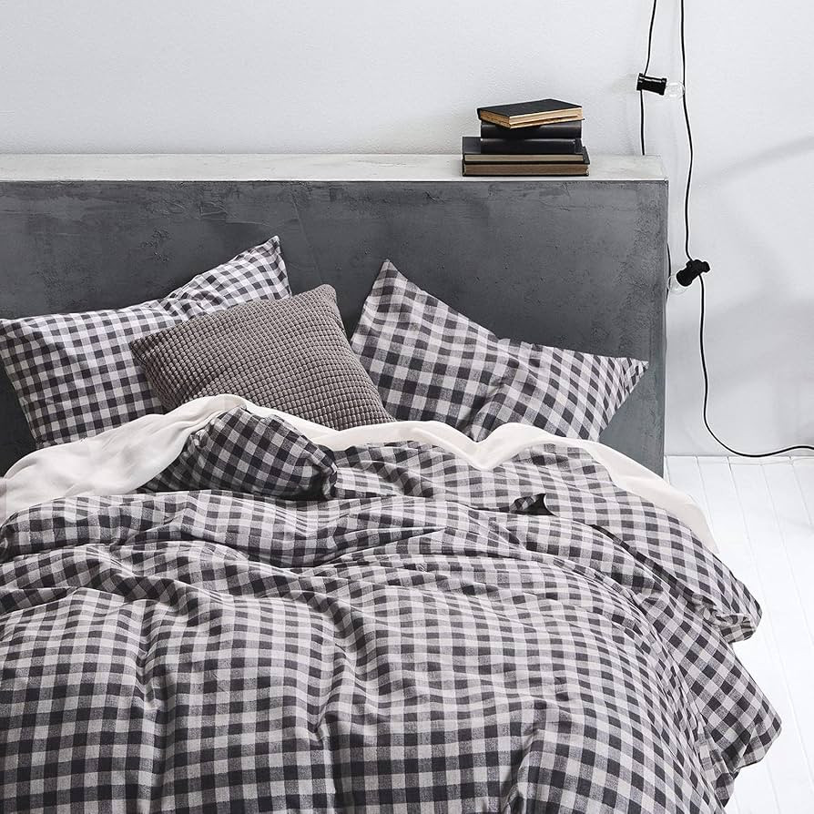 Wake In Cloud - Checker Comforter Set, Gray Grey Buffalo Check Plaid Geometric Modern Pattern Printe | Amazon (US)