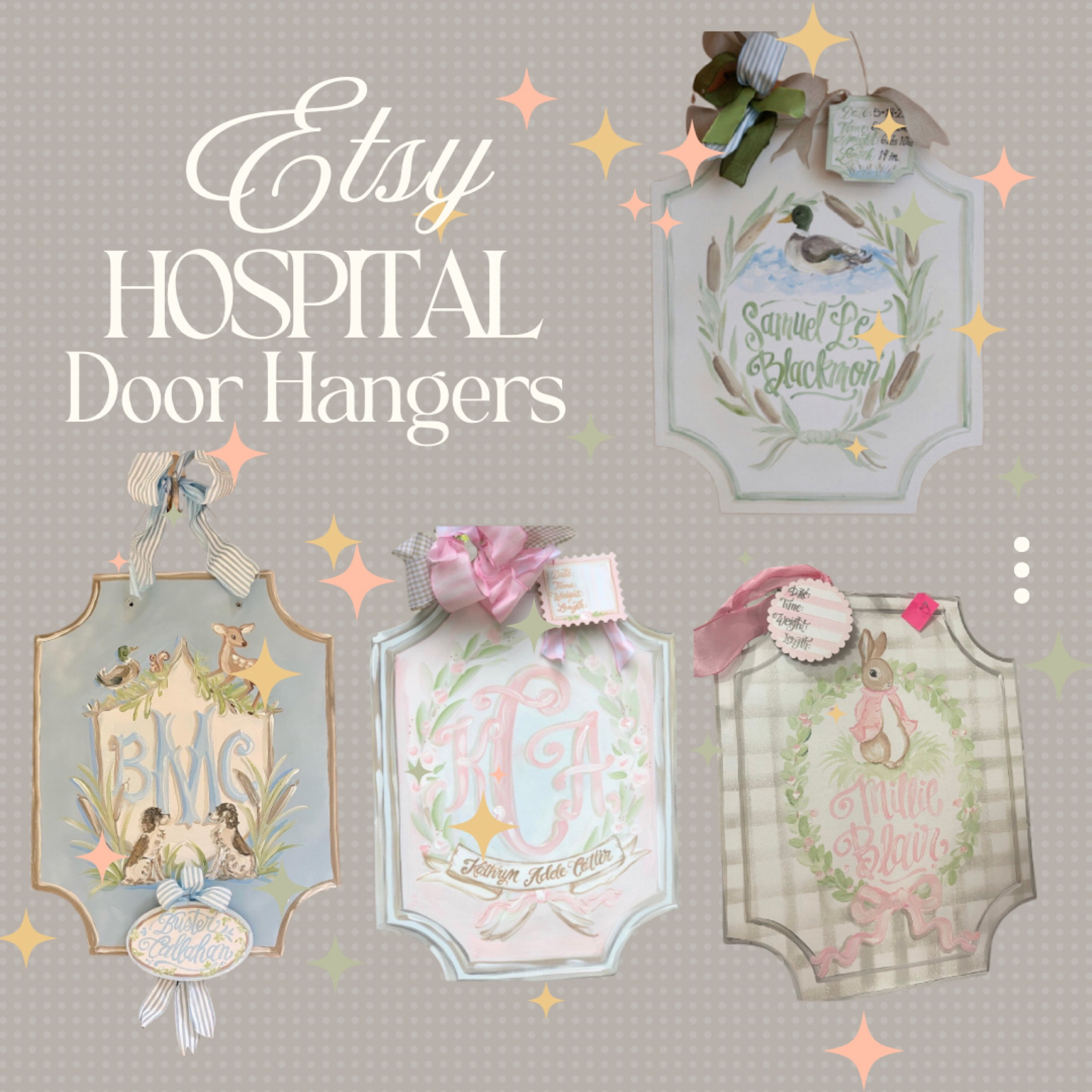 My favorite artist out there!! She painted my daughter’s hospital door hanger (bottom right) and it is SO special to me!💗

Door hangers, Etsy, baby boy, baby girl, hand painted, keepsake, home, hospital, sentimental 

#LTKBump #LTKBaby #LTKHome