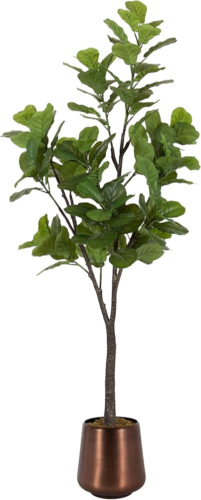 Kate and Laurel Fidmont Faux Fiddle Fig Tree with Portell Metal Planter Pot, 6 FT, Antique Bronze... | Amazon (US)