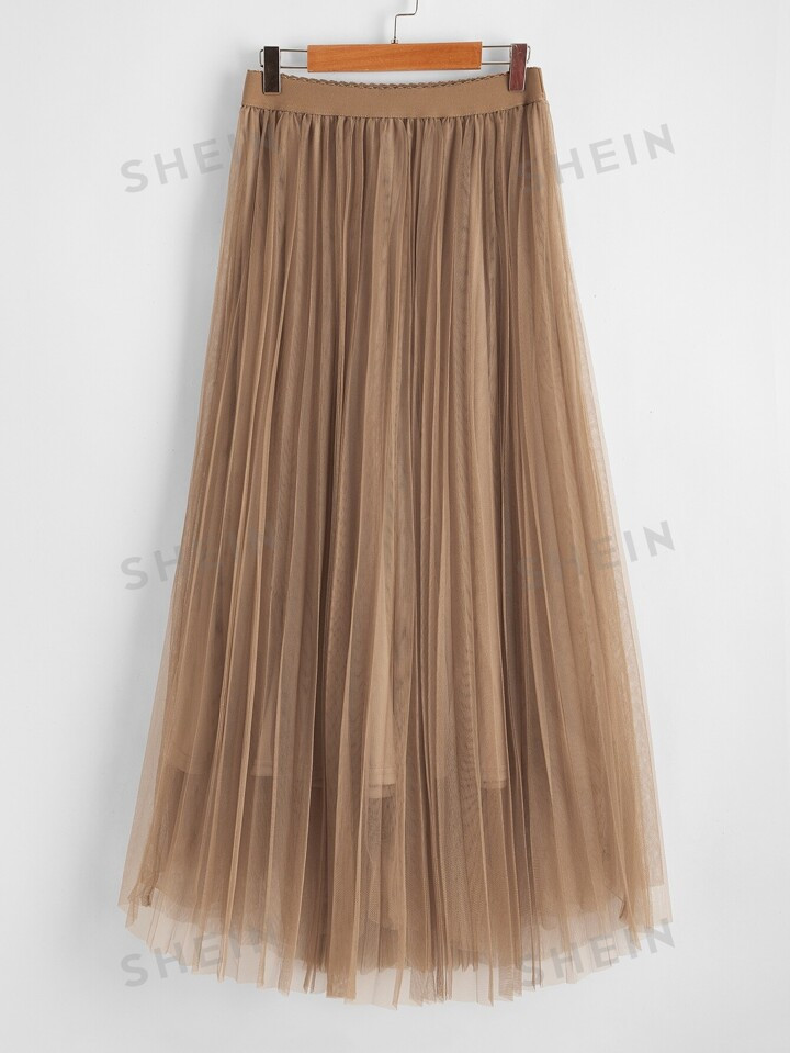 SHEIN Mulvari Plissado Simples elegante Saia | SHEIN