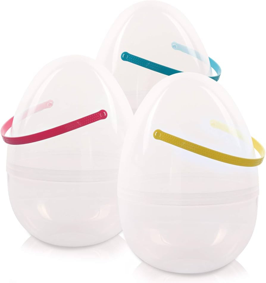 Giant Easter Egg Fillable 3pcs 10-Inch Extra Large Plastic Eggs Clear Easter Egg Basket for Easte... | Amazon (US)