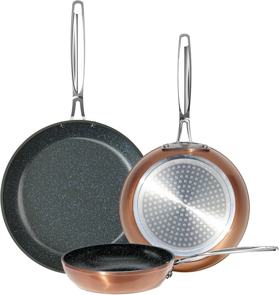 Nuwave 3-Piece 8\u201d, 10\u201d, 12\u201d Forged Lightweight Frying Pan Set, Cozy Blue | Amazon (US)